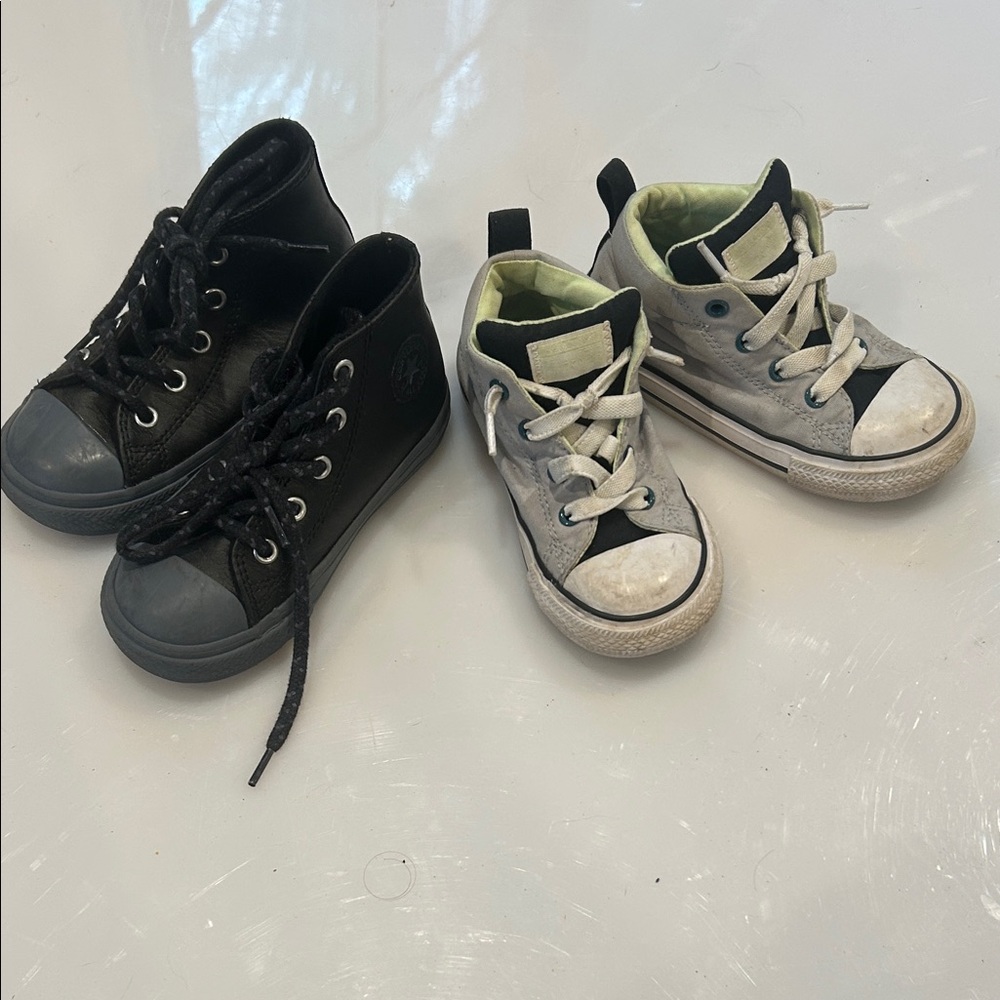 Kids' Black and Gray High-Top Sneakers